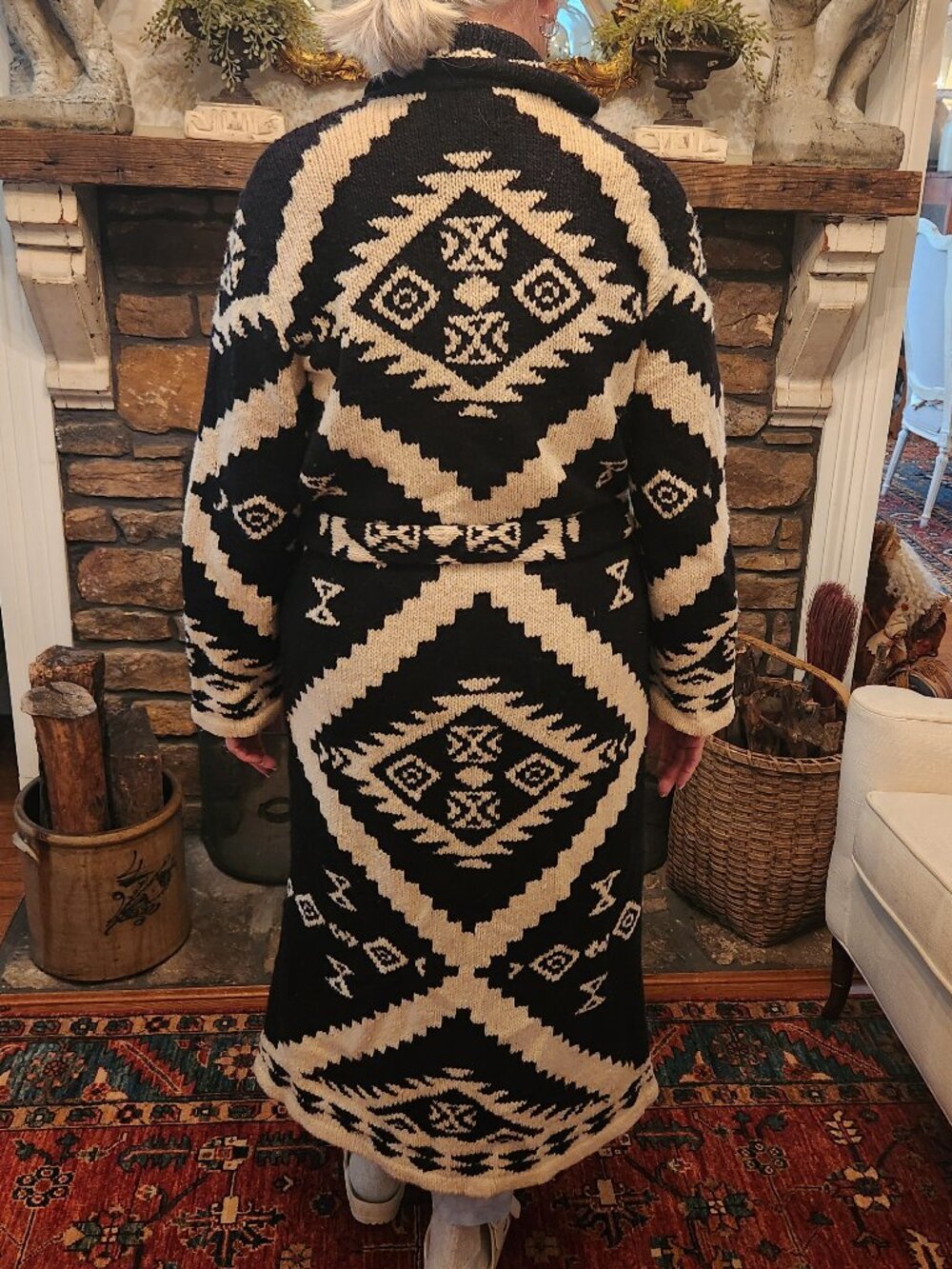 Ralph Lauren Vintage Hand-knit Southwestern-style Wool Cardigan - Picture 1 of 11